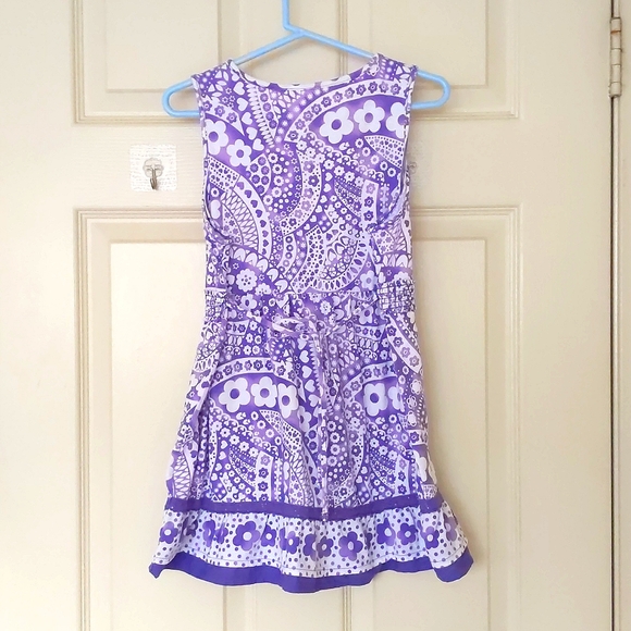 NWOT. Justice Cotton Blended Sleeveless Floral Top/Dress w/sparkling and ruffle. - Picture 2 of 6